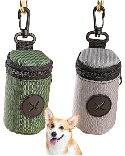 Distributeur Sac a Crottes Chien en Tissu,2PCS Distributeur de Sacs à Déjections Canines avec Pochette à Fermeture pour Ramasser Après Votre Chien pour la Marche ou la Randonnée Courir