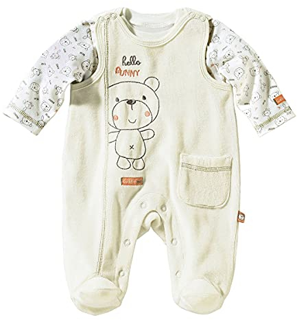 Bornino Nicki-Strampler Bär, Strampler für Jungen/Mädchen, Baumwolle-Polyester-Mix, Beige