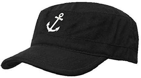 Morefaz Kapitänsmütze Mütze Anker Army Military Baseballmütze Anchor Cap Schiff Yacht Captain (Black White) MFAZ Ltd