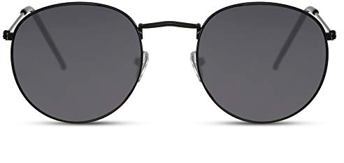Cheapass Gafas de Sol Redondas Montura Negra con Cristales Negros UV400 Gafas Hombre Mujer