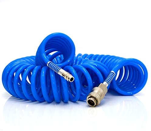 eyepower 15m Druckluftschlauch 1/4 10 Bar Druckluft Spiralschlauch PU Schlauch