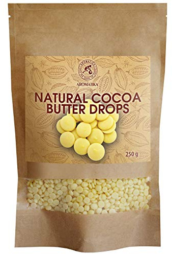 AROMATIKA Cocoa Butter Drops 250g – 100% Pure Theobroma Cacao Butter – Raw, Unrefined & Food Grade – Natural Butter for Baking, Chocolate Making & DIY Skincare – No Additives, No GMO