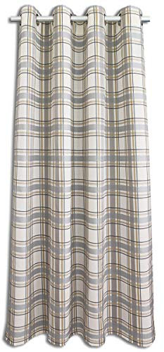 Landhaus-Vorhang Ösenschal Hetty grau-weiß kariert | Dekoschal aus hochwertigem Webstoff 8 Ösen | Übergardine für Küche, Esszimmer, Gästewohnung, Kaminzimmer Höhe x Breite 245 x 130 cm