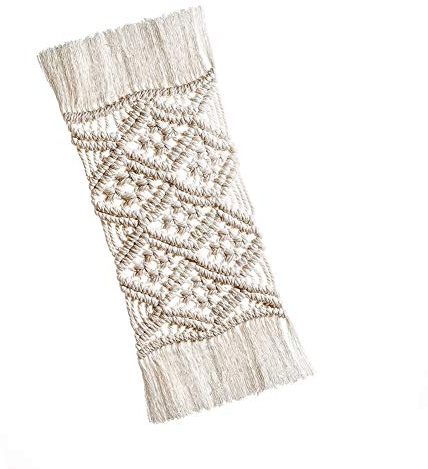 Tovaglietta in macramè, Asudadro Boho intrecciata a mano in pizzo all'uncinetto Elegante tovaglia a rete cava Sottobicchiere con nappe in corda di cotone Tovaglietta per tazze e tazzine