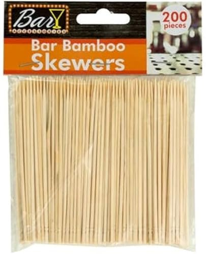 4 Natural Bamboo Wood Bar/Party Skewer Picks - 200 pack - Great for Cocktail Garnishes and Snacks (1 Pack (200 Skewers))