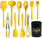 Lot de 11 ustensiles de cuisine en silicone résistant à la chaleur, spatule, spatule, spatule, pince, cuillère, fouet, sans BPA, passe au lave-vaisselle, ustensiles de cuisine antiadhésifs (jaune)