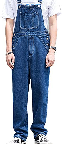 Suncolour Salopette da Uomo in Denim Con Bretelle - Jeans Pagliaccetti Larghi da Lavoro