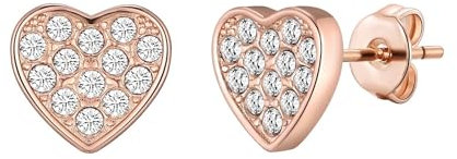 Orecchini a cuore con pavé placcati in oro rosa creati con cristalli Zircondia®