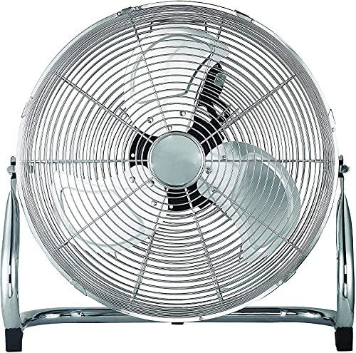 Tom Moritz Metal Floor Fan Cooling fan Industrial fan 12– Free Stand Cooling Blower - 3 Blades, 3 Speed Button Control, Protective Grill Cover - Adjustable Tilt and Airflow Angle -