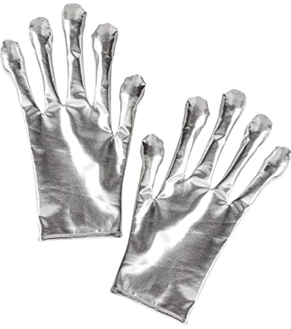 MIMIKRY Alien Handschuhe Silber Metallic Außerirdischer Sci-Fi Weltall Galaxie Science Fiction