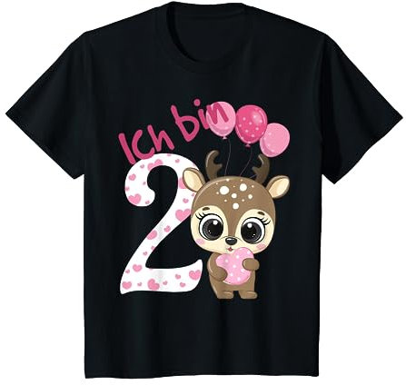 Reh Geburtstagsshirt Rehkitz 2 Geburtstag Mädchen 2 Jahre T-Shirt