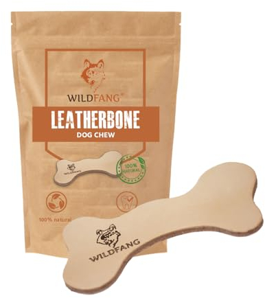 Wildfang® Lederknochen Hund (Größe S-L) - Kauspielzeug aus Fettleder – Zahnpflege & Stressabbau – Langlebiger Kauknochen aus EU-Rindsleder (Größe L für Hunde ab 25 kg)