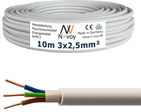 NYM-J 3x2,5 mm² 10m Mantelleitung Installationskabel Stromkabel nach DIN VDE 0250 M05