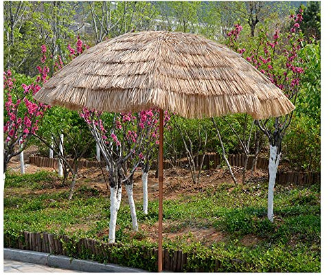 XPGEREP Sombrilla Hawaiana Paraguas De Paja, Sombrilla de Playa Paraguas De Paja De Imitación Abatible para Terraza, Jardín y Playa/Natural Colour/Diameter 2.4m