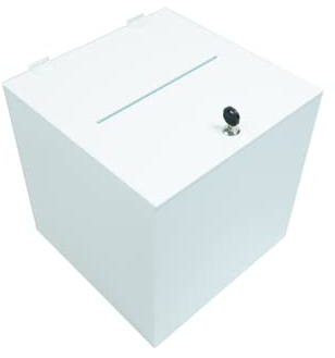 EH Design Spendenbox aus robustem Acryl – 30 x 30 x 30 – Weiße Acrylglas Box mit verschließbarem Deckel – Spendendose für Benefizveranstaltungen, Straßenfeste & Hochzeiten – Made in DE
