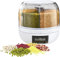6-Grid Round Food Dispenser 360° Rotating Cereal Dispenser 3kg Capacity Rice Dispenser Dry Food Containers Transparent Plastic Grain Dispenser with Lid for Household Kitchen