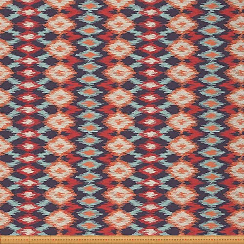 Loussiesd Ikat Stoff Meterware Abstraktes exotisches ethnisches Thema Polsterstoff für Stühle und Heimwerkerprojekte Geometrische Rautenlinien Dekorativer wasserdichter Stoff 460x150cm