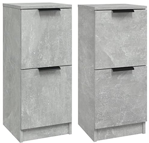 vidaXL 2X Sideboard Kommode Anrichte Schrank Beistellschrank Mehrzweckschrank Standschrank Flurschrank Betongrau 30x30x70cm Holzwerkstoff