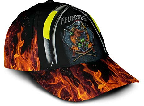 Herren Damen Basecap Feuerwehrmann Feuerwehr 3D Gedruckt Distressed Basecap Verstellbar Baseball Cap Mode Hip-Hop-Hut Für Sport Angeln Draussen