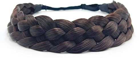TOECWEGR Haarband Geflochten 5 Stränge Braids Haargummi Klassisches klobiges Elastisches synthetisches Stirnband Damen Beauty Accessoires (Schwarzbraun)