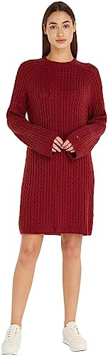 Tommy Hilfiger Femme Robe Soft Wool C-Neck Manches Longues, Rouge (Rouge), S