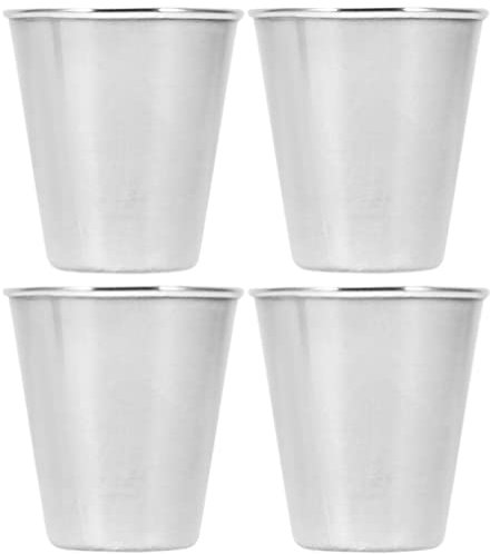 Operitacx 4 Pièces Tasse à Eau Anti-chute Gobelet à Liqueur En Métal Tasses à Tremper En Métal Verre De Tireurs D'alcool Multifonction Enfant Acier Inoxydable Petite Tasse à Café