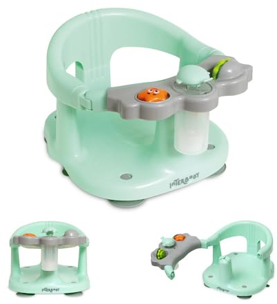 Asiento Bañera Bebe Interbaby | Fijación Ventosas Anti-resbalones | Silla Bañera Bebe Cómoda, Segura, Ergonómica | Sillón de Baño y Ducha Para Bebes > 5 meses, 26x30x38 cm, Verde
