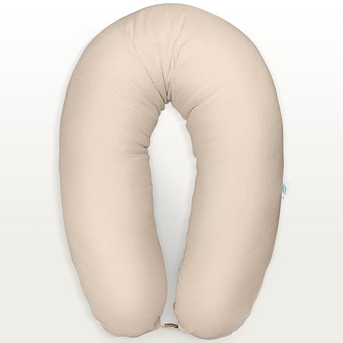sei Design Stillkissen XXL Schwangerschaftskissen Seitenschläferkissen 190x30 cm – Ergonomisch (IGR-Siegel) & Füllung anpassbar | Inkl. elastischem Waffeljersey Bezug (100% Baumwolle) | Oeko-TEX