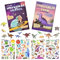 Vicloon 2pcs Wiederverwendbare Stickerbuch, Reusable Sticker Dinosaurierpark/Raumfahrt Farbig Aufkleber, Kleinkinder Sticker für Geburtstag Weihnachten Geschenk für Kinder 2-6 Jahren