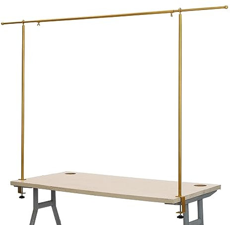 Holdfiturn Tall Over Table Rod Stand with Clamps - Adjustable 135-250cm Metal Table Arch Stand Table Clamp Stand Hanging Rail - Party Stands for Decorations, Wedding Anniversary Gold