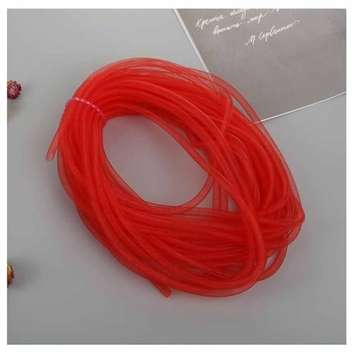 SHTGOI 1 Stück 25m Elastische Mesh Schlauch Basteln 8mm Netz-Rohr Flex Netzschlauch Meterware Kreative Netzschnur DIY Schmuck Zubehör für Schleife Armband Halskette Kränze Handwerk Rot
