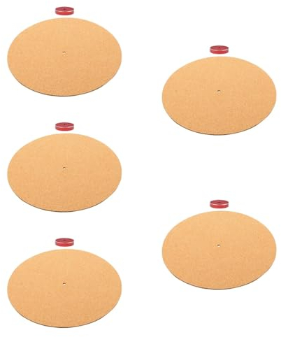 Toyvian 5 Sätze Grammophon-polsterung Antistatische Korkmatte Dj-Plattenspieler Turntable Kork Slipmat Acryl-Plattenspieler-Matte Plattenspielermatte Aus Kork Disc-pad Metall Teller Musik