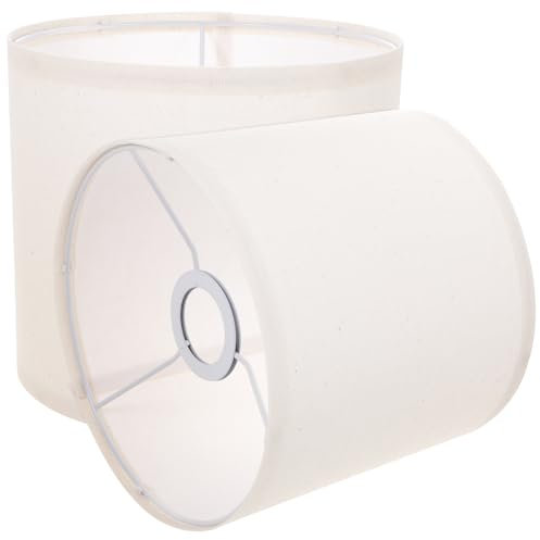 HEMOTON 2 piezas tela de lino pantalla tambor de tela pantalla grande pantalla cubierta ligera de tela pantalla media pantalla de granja exterior lámpara de escritorio bombilla araña e27