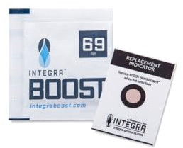 Integra Boost 2-Wege-Feuchtigkeitskontrollpaket, 8 g – bewahrt Geschmack und Frische, hält die Luftfeuchtigkeit bei 69 % RH – ideal für Kräuter, Zigarren, Gewürze und mehr – Ersatzindikatorkarte im
