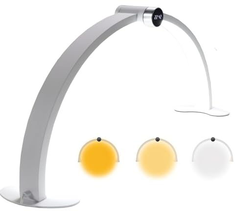 emobwdy Lampada da Scrivania per Unghie A Mezzaluna A LED con Display A LED, Lampada per Estetisti da 40 W 3000-6000 K/Luce per Manicure-Attenuazione Continua/Touch+Regolazione della Rotazione,A