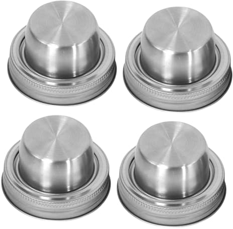 TOPBATHY 4pcs Stainless Steel Cocktail Shaker Lids for Jars Lid Food Containers Mason Jars