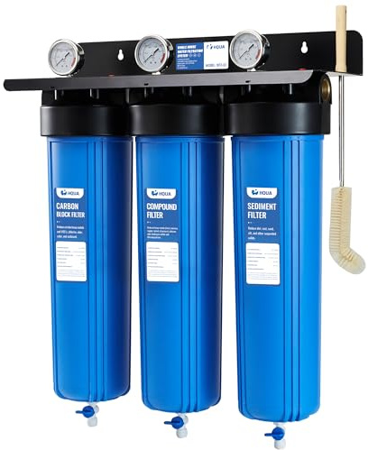 HQUA WF3-01 Wasserfiltersystem für das ganze Haus, reduziert Schwermetalle (Blei, Quecksilber, Kupfer, Nickel, Chrom), Chloramin, Sedimente, Geruch und VOC (Carbon Heavy Metal Building)