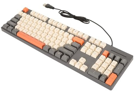 ZGPjubilant Teclado con Cable, Interfaz USB de Teclado de 104 Teclas para Windows XP para Juegos (Rosa) (Gris)