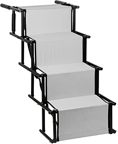 OHMG Faltbare Hunderampe, verstellbare Rampe, zusammenklappbare Hundetreppe, für große und kleine Hunde, Stufen für Haustiere, Auto-Rampe, 75 kg, aufladbar, für alle Fahrzeuge