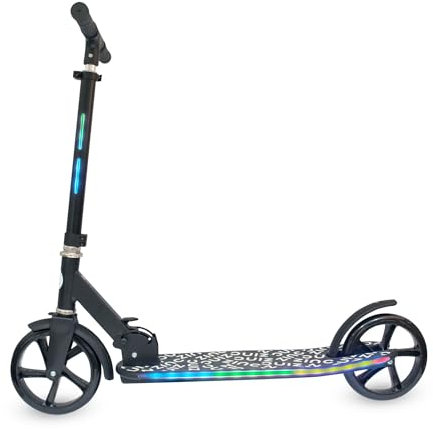 Zinc Big Wheeled Light Up Brillz Scooter – beleuchtetes Deck, beleuchteter Vorbau, 20 Verschiedene Lichtfunktionen, leicht, faltbar, verstellbare Höhe, Schutzbleche vorne und hinten, 6+, trägt bis zu