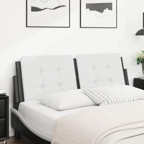 Tidyard Kopfteil für Bett, Kopfenden Betthaupt Bettkopfteil,für Bett,Wand,Schlafzimmer,Rückenlehne für Bett,-Kissen Weiß und Schwarz 140 cm Kunstleder