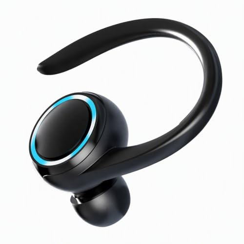 SENECESLI Einzelner Bluetooth Ohrhörer, Ohrbügel Bluetooth Kopfhörer, Geräuschreduzierung, IPX4 Wasserbeständiges Stereo Einzelohr Headset für Autofahren, Sport, Gaming (Black)