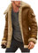 Herren Plus Size Wintermantel Reverskragen Langarm Gepolsterte Lederjacke Vintage Verdicken Mantel Schaffell Kaschmirjacke Sweatshirt Hellblau Herren (Brown, S)