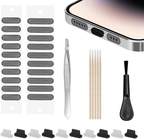 SOGHO 37 Stück Handy Staubschutz Set,Handy Reinigungsset,iPhone 16 pro max staubschutz,USB c reinigungsset,iPhone Lautsprecher Schutz für Type-c und iPhone, Telefon-Lautsprecher-Reinigungswerkzeug