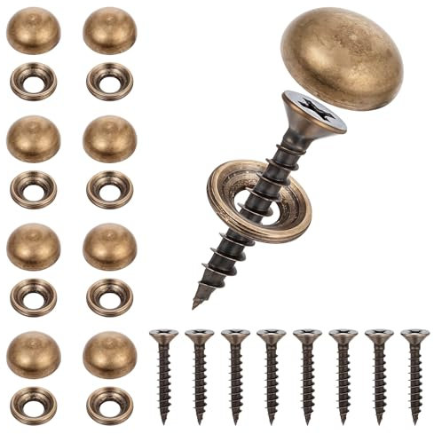 Lot de 8 vis décoratives en laiton, avec capuchons, vis autotaraudeuses, vis décoratives, capuchons pour vis, vis de fenêtre, pour meubles faits à la main, tels que miroirs, vitrines, tables (15 mm)