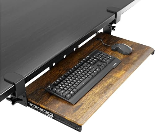 Bandeja de teclado extraíble para debajo del escritorio con sistema de montaje de abrazadera C extrarresistente, 27.3 (32.5 pulgadas incluyendo abrazaderas) x cajón de computadora de plataforma