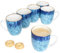 MamboCat Marina Lot de 6 tasses à café, 320 ml, en porcelaine, bleues, au design maritime, pour 6 personnes, décor océan, arêtre, tasses pour boissons chaudes comme le thé, le cacao, etc