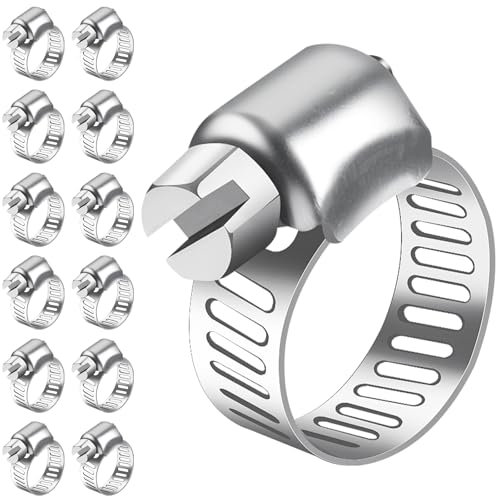 Bolatus Abrazaderas de manguera de 13-19 mm, 12 unidades, acero inoxidable 304, abrazaderas de tornillo ajustables, surtido para manguera de piscina, manguera de gas de casa, manguera de jardín