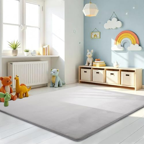 LEHOUR Krabbelmatte für Baby, 80×200×3CM Kinderteppich, rutschfest, Grau | Weicher, Dicker Kinderteppich, Baby-Krabbelmatte, Rutschfester Untergrund, Schutz beim Spielen, Geeignet für Mädchen & Jungen