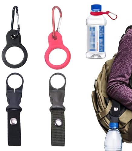 ZUWIJEQ 4 Pcs portaborraccia con moschettone, Fibbia per Bottiglia d'Acqua, Moschettone per bottiglia d'acqua con fibbia, clip per bottiglia d'acqua, da appendere per bottiglia d'acqua